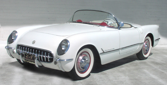 1954 White Convertible Corvette. The 1954 Chevrolet Corvette saw production 