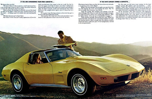 1974 Yellow Corvette Coupe Ad The 1974 Chevrolet Corvette is the first with 1974 Yellow Corvette Coupe Ad The 1974 Chevrolet Corvette is the first with